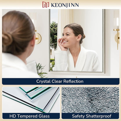 keonjinn 22 x 30 inch brushed nickel bathroom, close-up detail