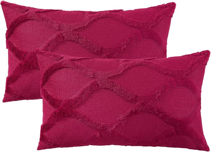 decorUhome Christmas Throw Pillow Covers 12x20 Inch Set of 2, Soft Plush Faux - Image 7
