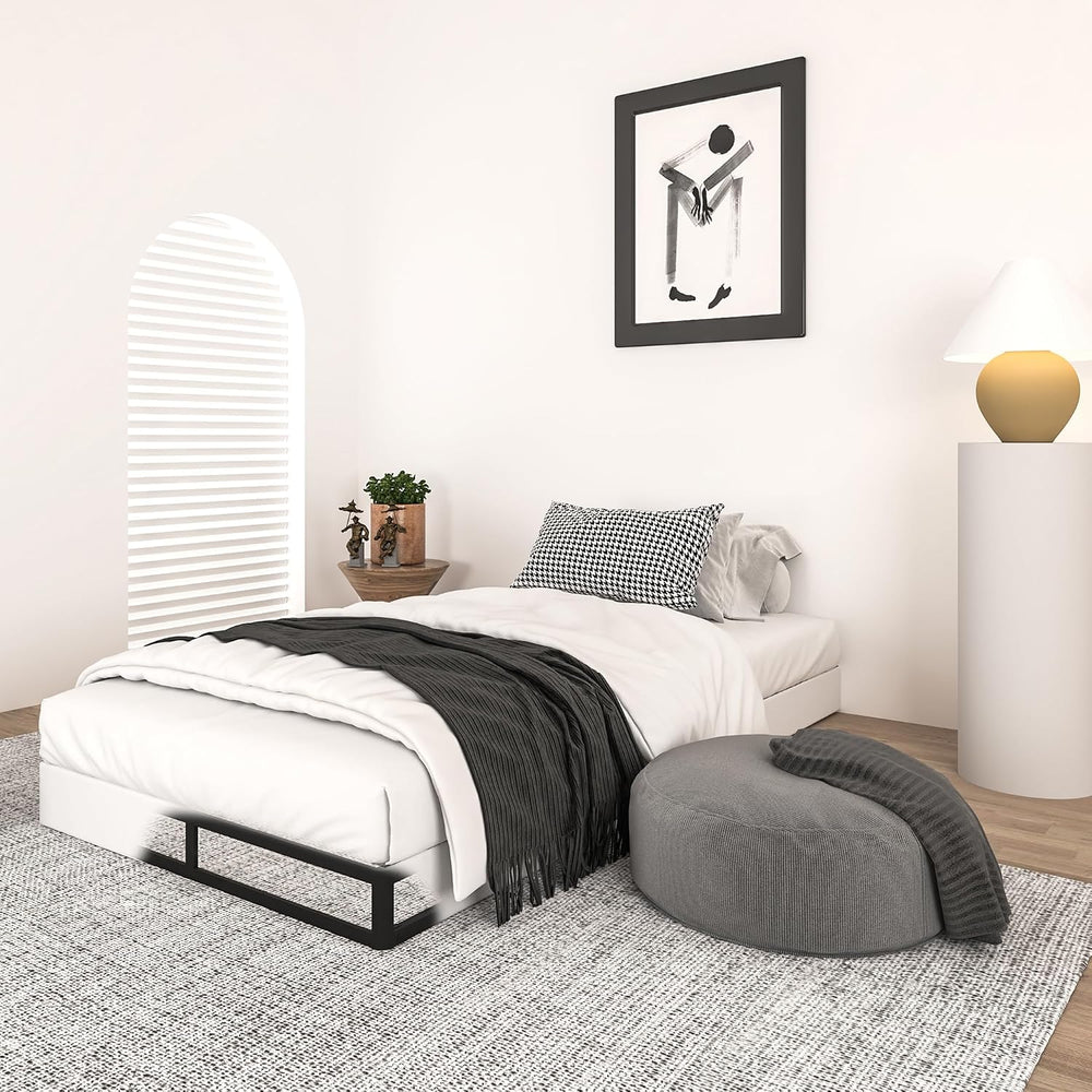 5 Inch Twin Size Box Spring with Fabric Cover, Heavy Duty Metal Mattress Foun...