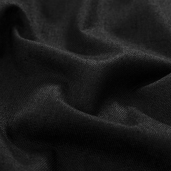 KOUFALL Black Linen Thermal Blackout Curtains - Image 7