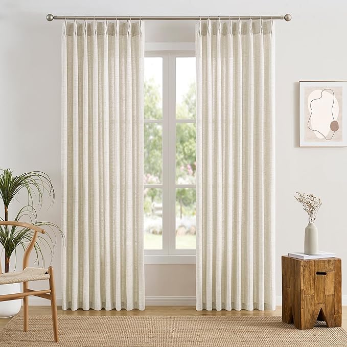 RAIN CITY Pinch Pleated French Door Curtains 78 Inch Length 2 Panels, Linen by RAIN+CITY