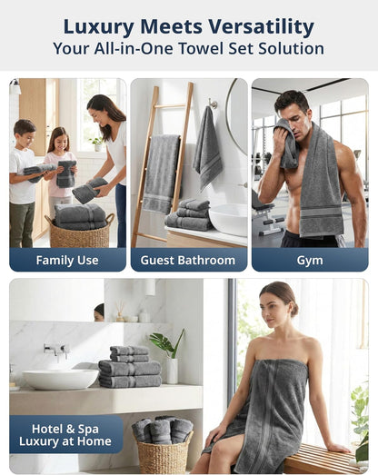 lane linen bath towel set 100% cotton 12, front angle view