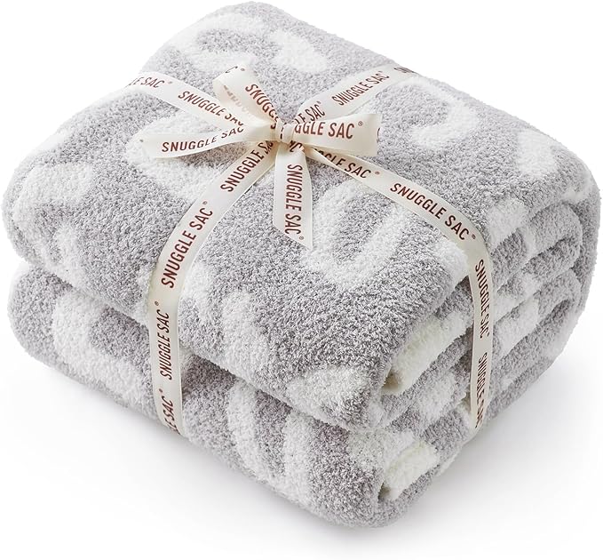 Snuggle Sac Leopard Queen Size Grey Microfiber Fluffy Warm Cozy Fuzzy Soft by SnuggleSac