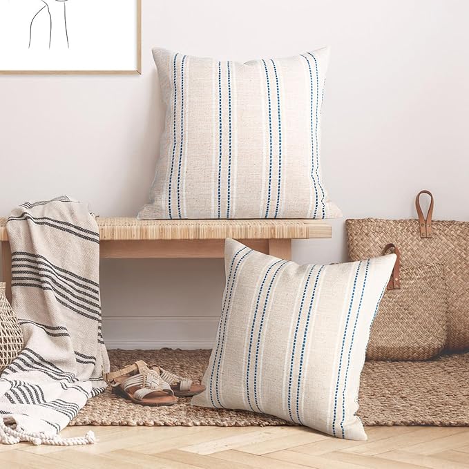 AELS 24x24 Decorative Farmhouse Linen Throw Pillow Covers, Boho Textured Pillow - Image 5