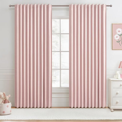 Cute Baby Pink Extra Wide Curtains 70 Inches Wide by QJMYDECO