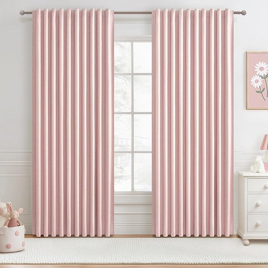Cute Baby Pink Extra Wide Curtains 70 Inches Wide by QJMYDECO