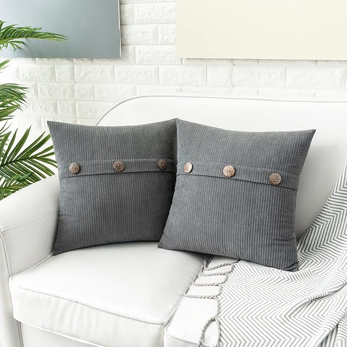 HWY 50 Gray Grey Chenille Throw Pillow Covers 22x22 Inch - Image 2