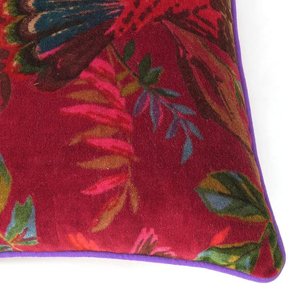 Eyes of India Velvet Floral Flower Bird Throw Pillow Sofa Cushion Cover Case - Image 5