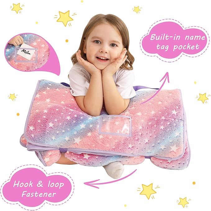 Toddler Nap Mat with Pillow and Blanket, Extra Large Rolled Napping Mats - Image 4