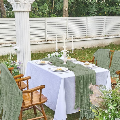 IVAPUPU 10 Pcs Cheesecloth Table Runner - 10ft Sage Green Boho Gauze Cheese - Image 6