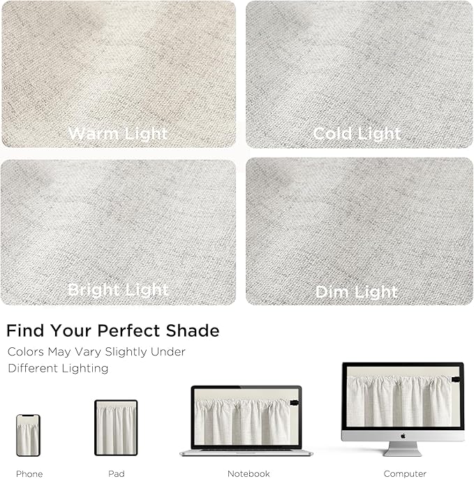 CUCRAF Custom Linen 100% Total Blackout Curtains, Light Blocking Drapes Thermal - Image 5