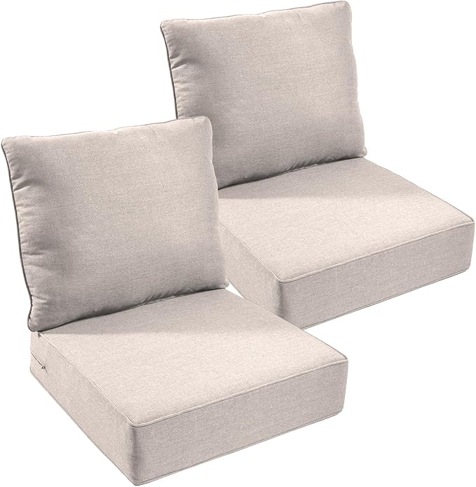 Outdoor Chair Cushions Set of 2, Waterproof 24x24 Patio Chair Cushion, by moosprr