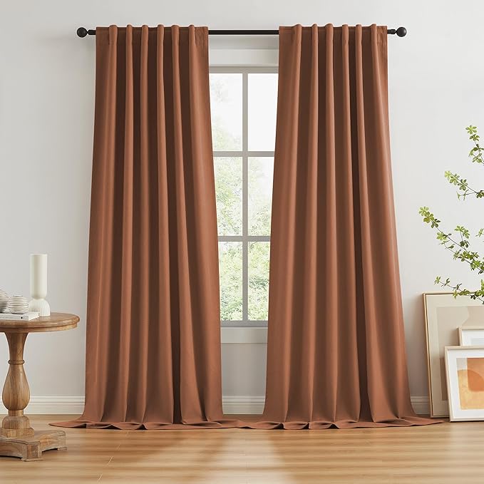 KEQIAOSUOCAI Rust Colored Blackout Curtains 120 Inch Length 10 FT Inches Long by KEQIAOSUOCAI