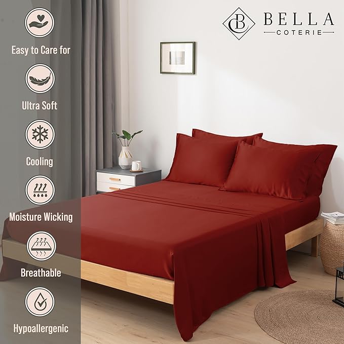 Bella Coterie 6 Piece Luxury Bamboo Viscose California King Size Sheet Set | - Image 2