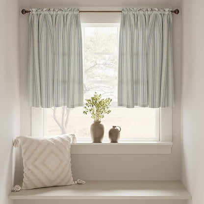 jinchan Striped Linen Kitchen Curtains 36 Inch Cafe Tier Curtains Balanced - Image 3