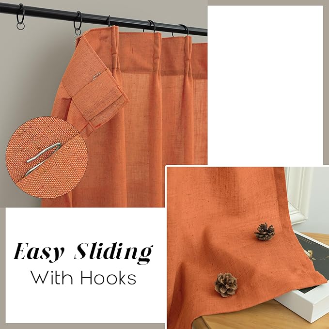Kitchen Cafe Pleated Curtains 24 Inch Length 2 Panel Pinch Pleat Hooks Back Tab - Image 7
