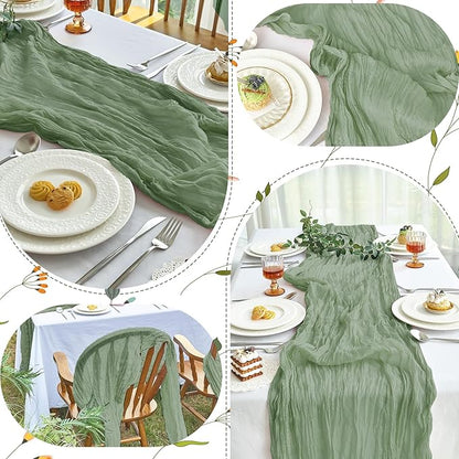 IVAPUPU 10 Pcs Cheesecloth Table Runner - 10ft Sage Green Boho Gauze Cheese - Image 8