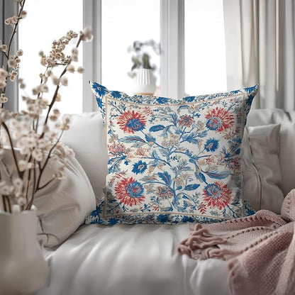 Bohemian Pillow Covers | Vintage Floral & Carpet Design | Double Sided Blue - Image 6