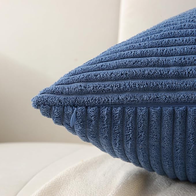 Denim Blue Throw Pillow Covers 24x24 inch, Farmhouse Home Decor, Boho - Image 4