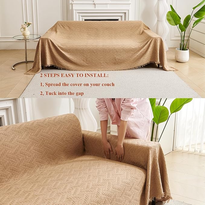 AIVIA Armless Loveseat Cover Sheet Blanket, Reversible Anti Slip Throw Cushion - Image 7