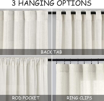 Cream Linen Curtains 168 Inches Long - Image 2