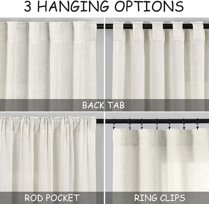 Cream Linen Curtains 137 Inches Long - Image 2
