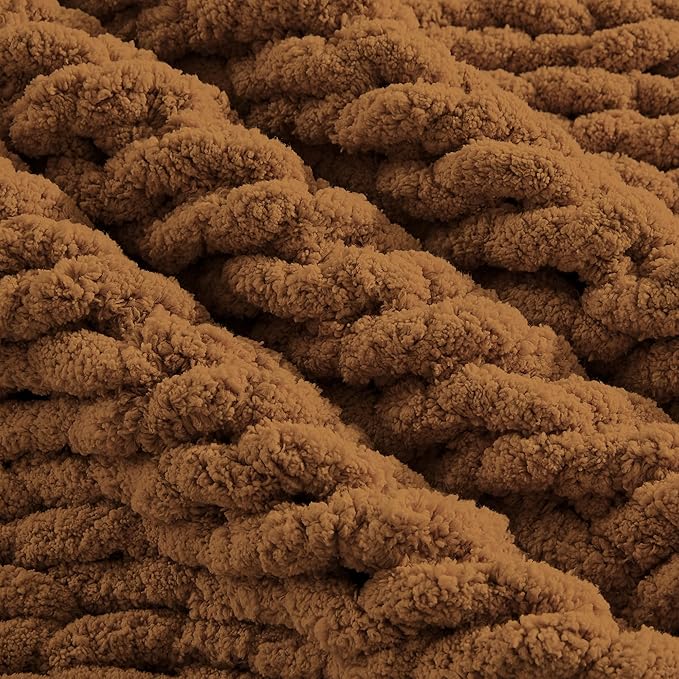 Carriediosa Chunky Knit Throw Blanket 50" X 60", 100% Hand Made Large Chenille - Image 7