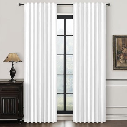 Pure White Blackout 102 Inch Long Curtains - Image 8