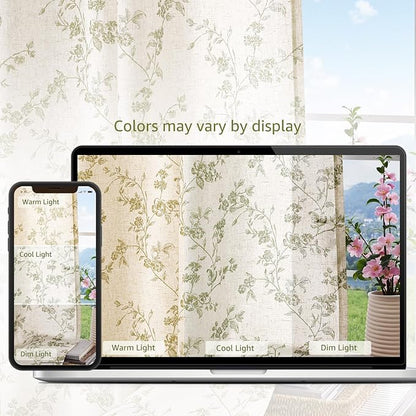 jinchan Floral Kitchen Curtains 45 Inch Linen Tier Curtains Christmas Decor - Image 9