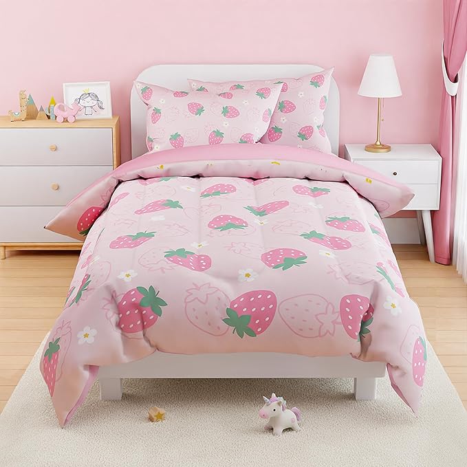 SANDJEST Strawberry Comforter Set Full Size 98x86in - Image 6
