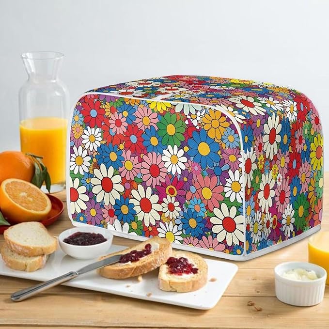 Daisy Flowers Printed Toaster Cover 4 Slice Wide Slot, Washable Kitchen - Image 5