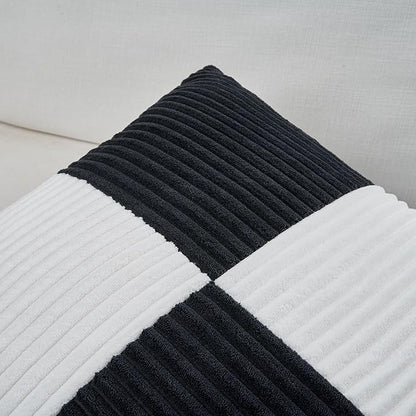 Fancy Homi Set of 2 Black White Big Decorative Throw Pillow Covers 24x24 Inch - Image 3