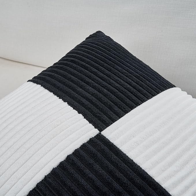 Fancy Homi Set of 2 Black White Long Lumbar Decorative Throw Pillow Covers - Image 3