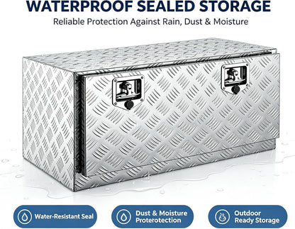 30 inch full weld aluminum underbody tool box, side view