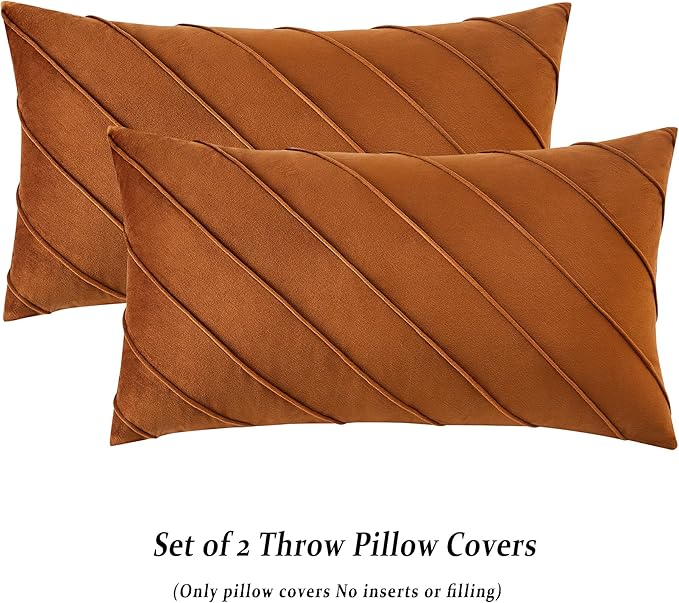 GIGIZAZA Decorative Velvet Pillow Covers 12x20, Living Room Square Cushion - Image 2