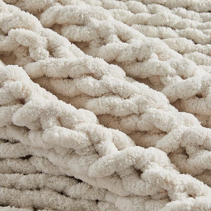 Carriediosa Chunky Knit Throw Blanket 50" X 60", 100% Hand Made Large Chenille - Image 8