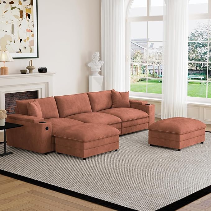 115" U Shaped Cloud Sofa Couch by Unknown