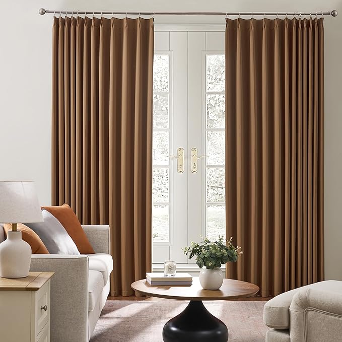 Cappuccino Brown Curtains 40x84 Inches Long 2 Panels Set, Pinch Pleated Thermal - Image 4