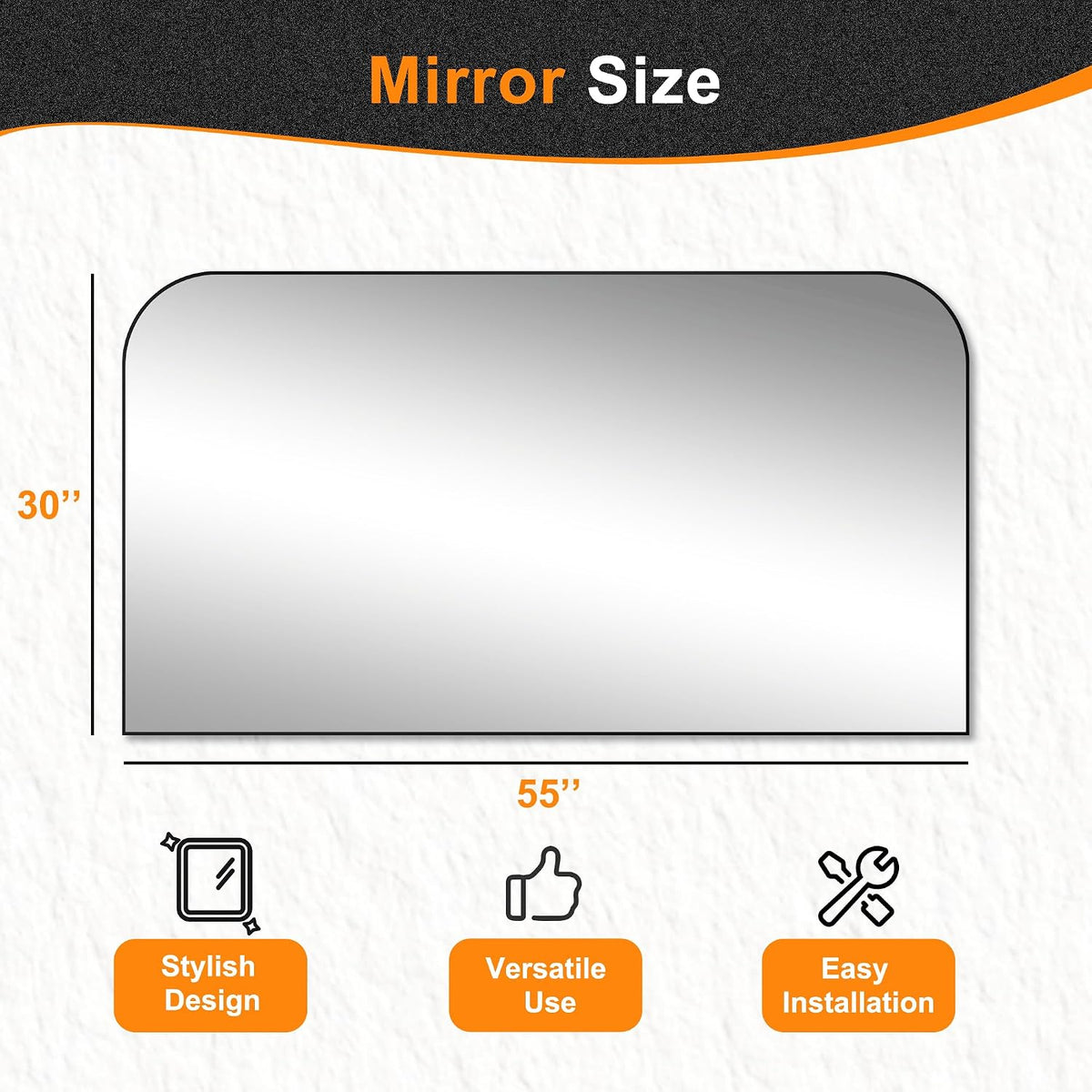 delma 30"x55" black metal framed bathroom mirror for, side view