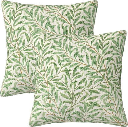 Rustic Vintage Floral Green Leaf Throw Pillow Covers 18x18 Inch Set of 2 by Unknown