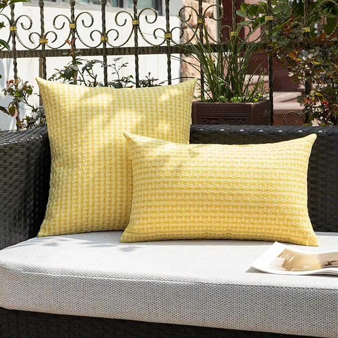 Kevin Textile Outdoor Waterproof Throw Pillow Covers Pack of 2 Weaving Texture - Image 5