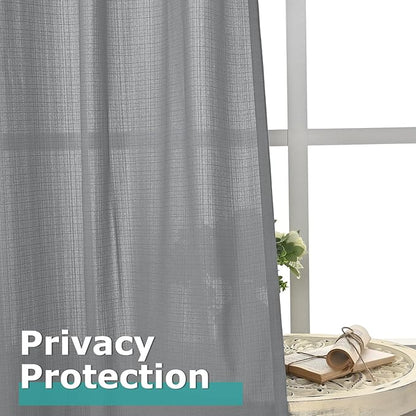 BGment Grey Linen Sheer Curtains 95 Inches Long 2 Panel Set, Grommet Semi Sheer - Image 5