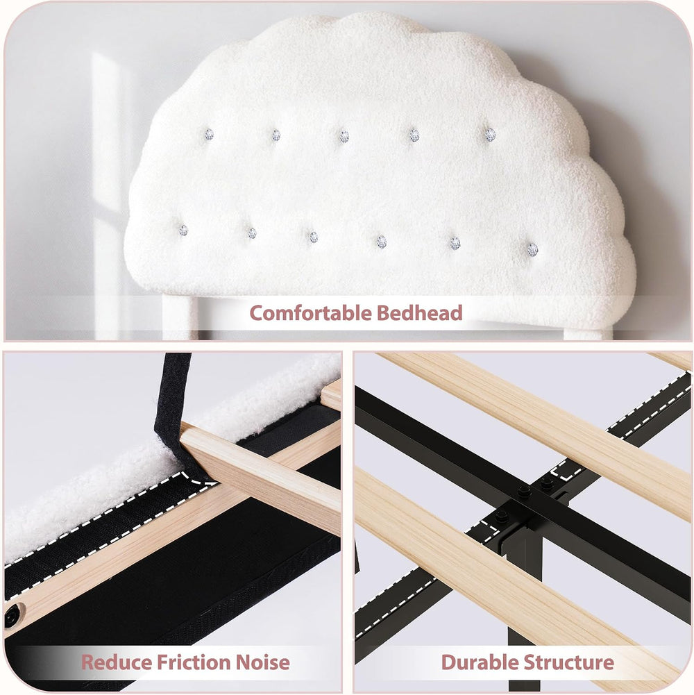 Decofy Queen Bed Frame with 2 Storage Drawers, Cloud Cookie Queen Size Uphols...