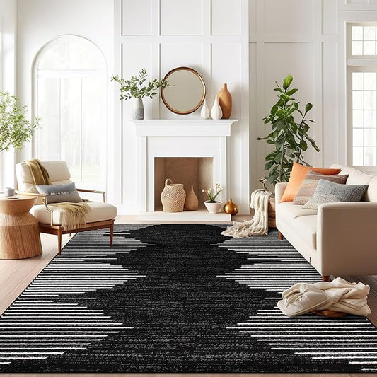 Rugshop Bohemian Stripe Stain Resistant High Traffic Living Room Kitchen by Rugshop