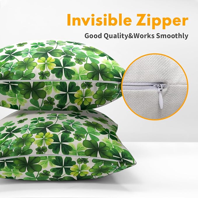 Lucky Clover Shamrocks Throw Pillow Covers St. Patrick's Day Pillowcase - Image 3