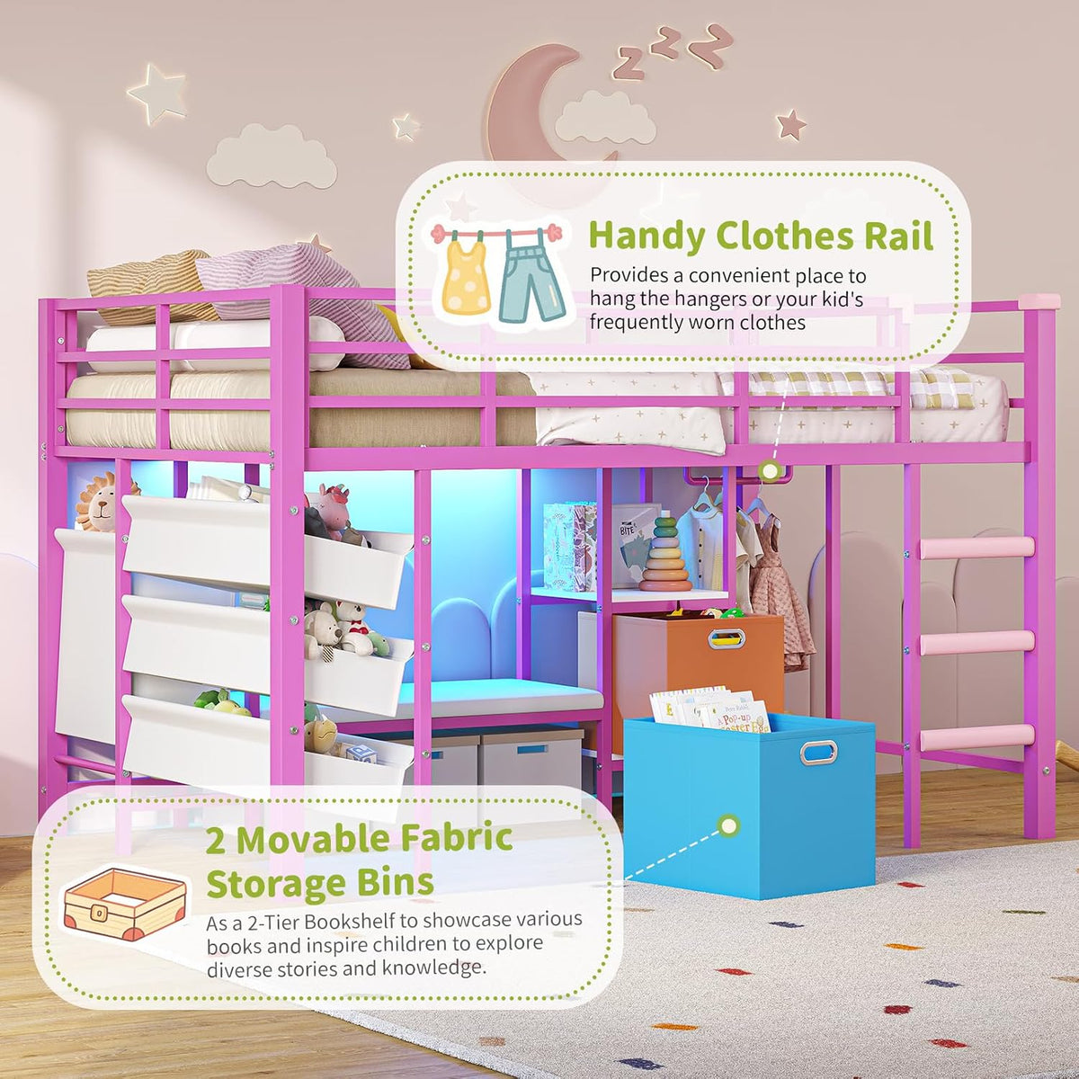 dictac low loft bed twin size with storage, package contents
