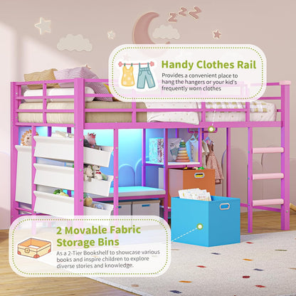 dictac low loft bed twin size with storage, package contents