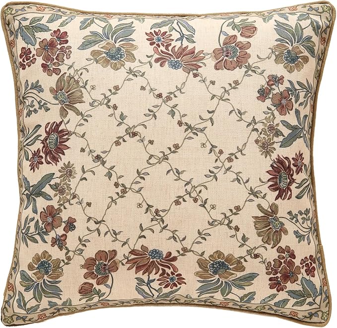 patdrea Designer Throw Pillow Covers, Square Euro Retro Style Light Brown Linen by Welcometopatdrea