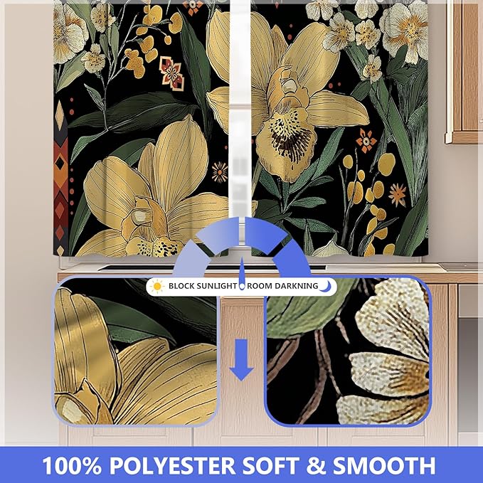 Aimego Boho Floral Kitchen Curtains - Image 5