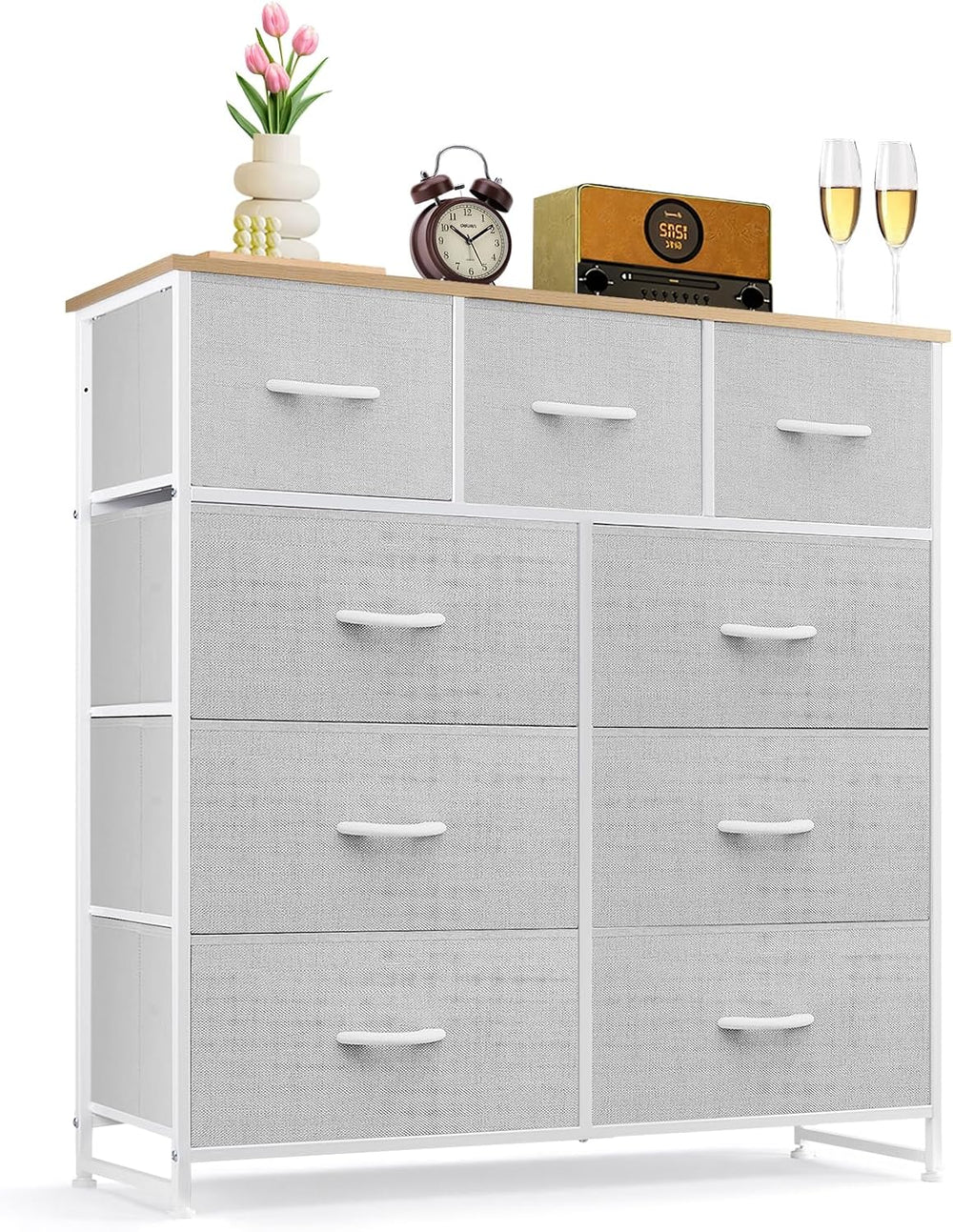 9-Drawer Dresser for Bedroom, Anti-Tip Tall Storage Organizer
